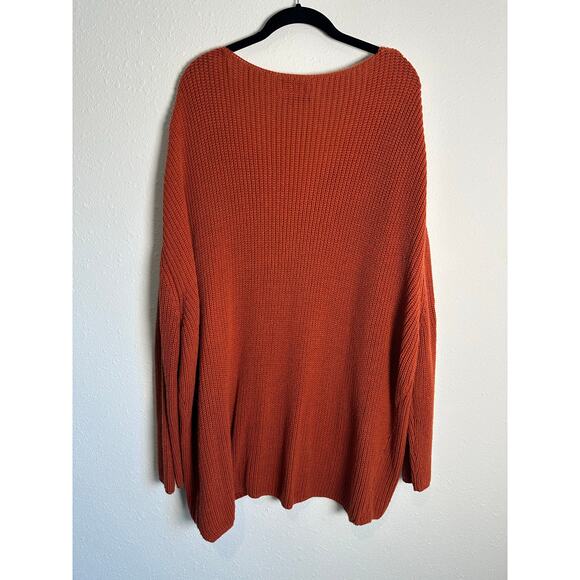 Urban Outfitters Burnt Orange Oversized Vneck Knit Sweater Drop Shoulder Xl - Picture 5 of 5